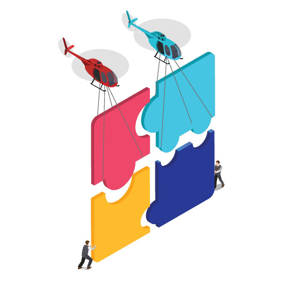 商人们一起解决一个巨大的等距3d难题图片下载