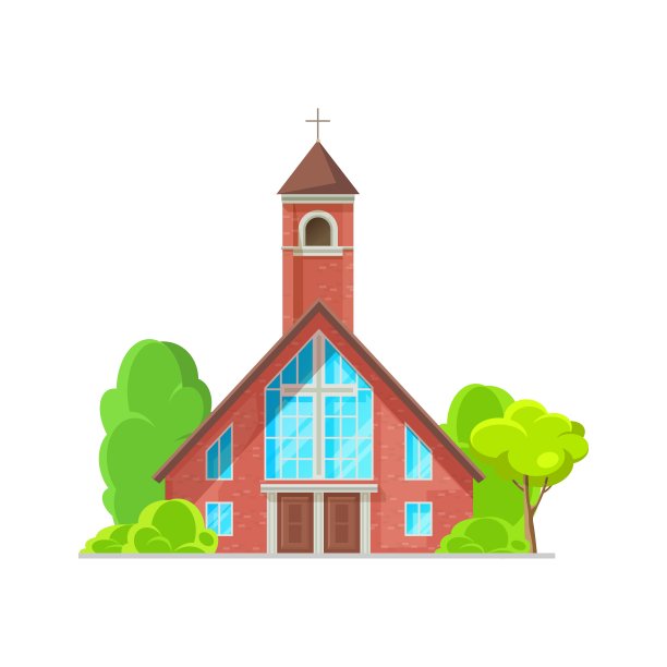 天主教基督教教堂建筑矢量图标图片下载