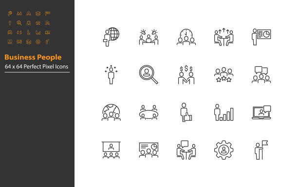集业务人员线图标，团队，小组，会议，成员图片下载