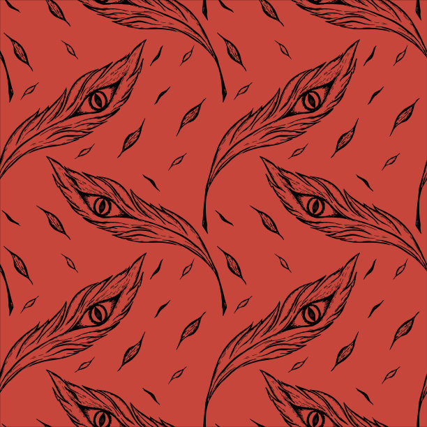 无缝矢量图案是在手绘、素描的基础上创建的。有型图案具有孔雀羽毛或凤凰鸟羽毛图片下载
