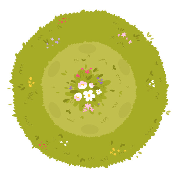 绿草如茵的夏野，鱼眼鸟瞰从上到下的草甸图片下载