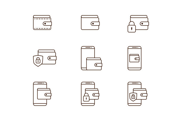 E钱包图标线向量收集图片下载