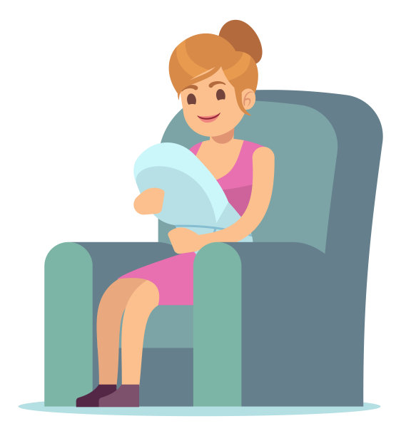 新生儿坐在椅子上。妈妈带宝宝快乐图片下载