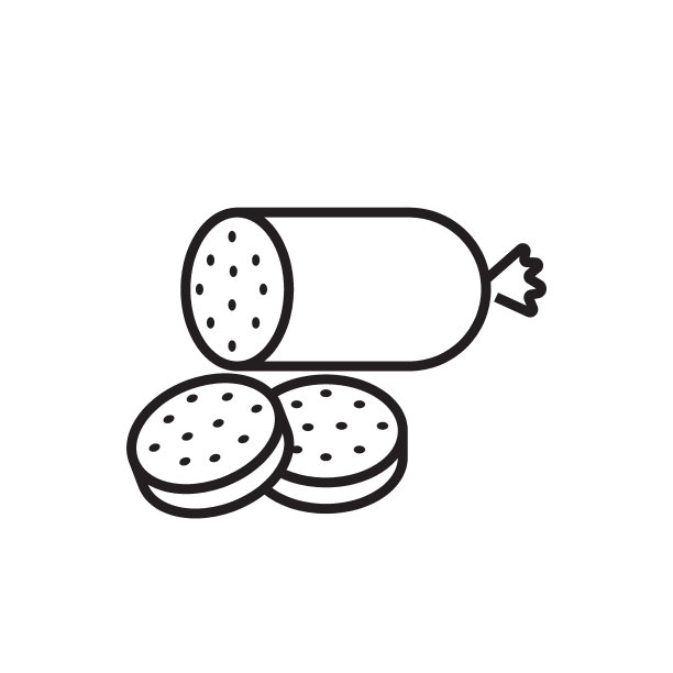 一个简单的平面设计肉图标。香肠。图片下载