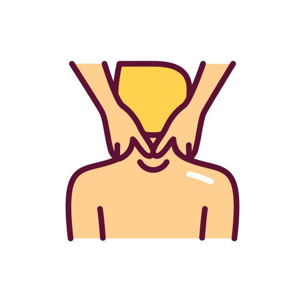 颈部按摩线颜色图标。理疗、针灸。图片下载