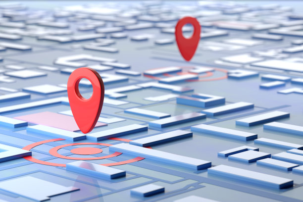 目的地在城市抽象地图上的位置。3 d渲染。图片下载