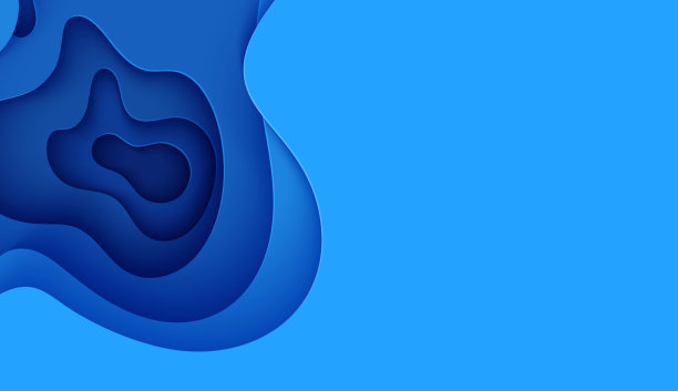 剪纸风格的抽象背景。3d壁纸与削减深波现代封面。蓝色图层与平滑阴影剪纸艺术。矢量卡插图，折纸几何形状图片下载