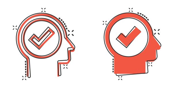 漫画风格的组织管理图标。人们与检查标记在白色孤立的背景上卡通矢量插图。商人飞溅效应经营理念。图片下载