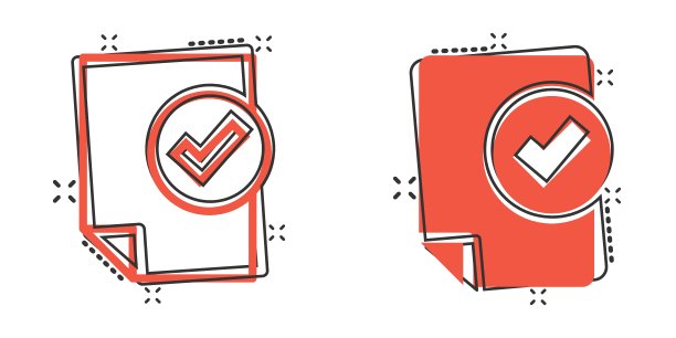 漫画风格的文件清单图标。报告在白色孤立的背景上的卡通矢量插图。纸张飞溅效应的经营理念。图片下载