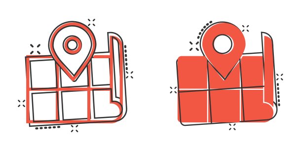 地图别针图标在漫画风格。GPS导航卡通矢量插图在白色孤立的背景。定位飞溅效应的经营理念。图片下载