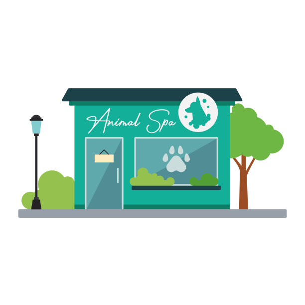 孤立的正视动物温泉建筑向量图片下载