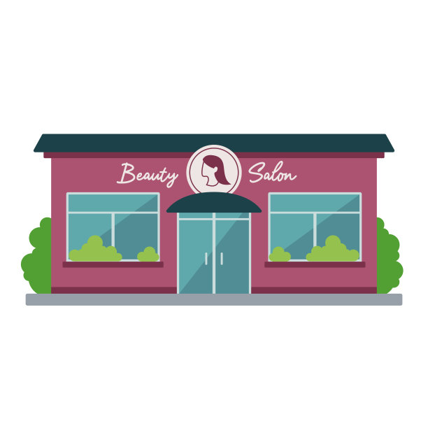 孤立的正面看美容沙龙建筑向量图片下载