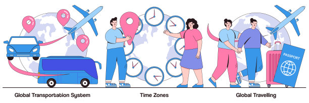 全球交通系统、时区和全球旅游图片集图片下载