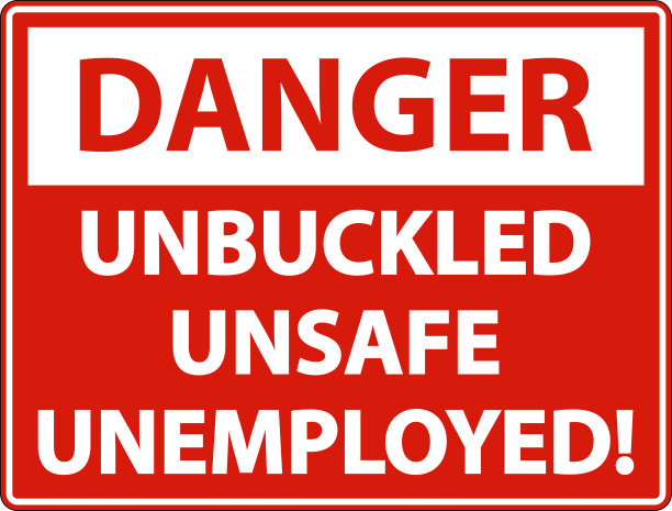 白色背景上的不安全失业标牌图片下载