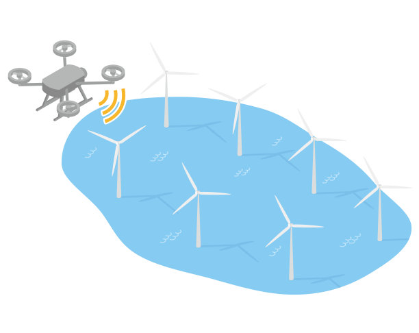 管理和检查海上风力发电设备的无人机图片下载