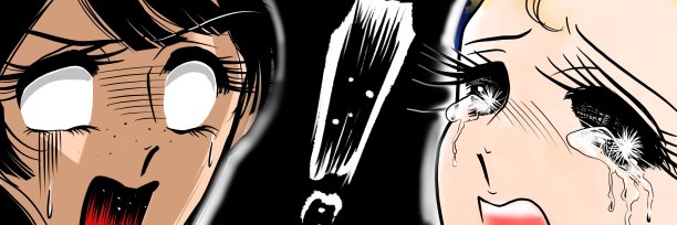 插图一个美丽的黑发和苍白的脸女孩谁觉得害怕70年代的少女漫画图片下载