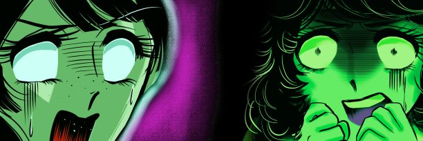 插图一个美丽的黑发和苍白的脸女孩谁觉得害怕70年代的少女漫画图片下载