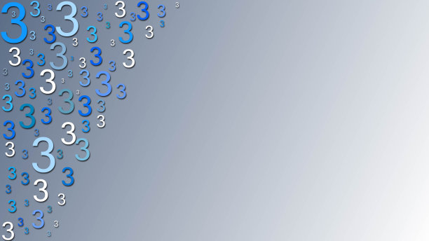 贺卡的空间，你的文字或签名-安排多个数字3在不同的大小和蓝色阴影图片下载