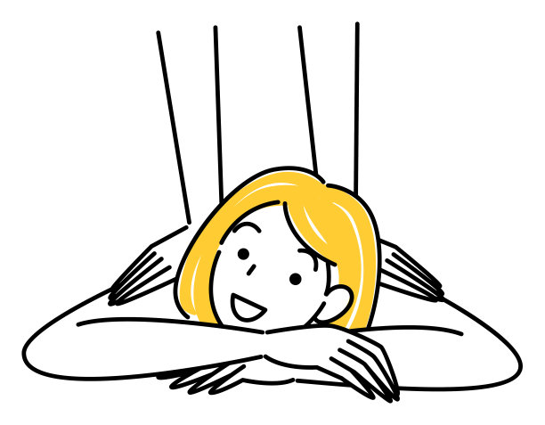 可爱的女士趴在地上按摩。简单说明向量图片下载