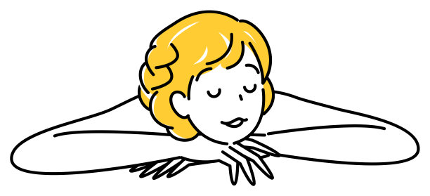 可爱的女士躺在她的腹部接受按摩。简单说明向量图片下载