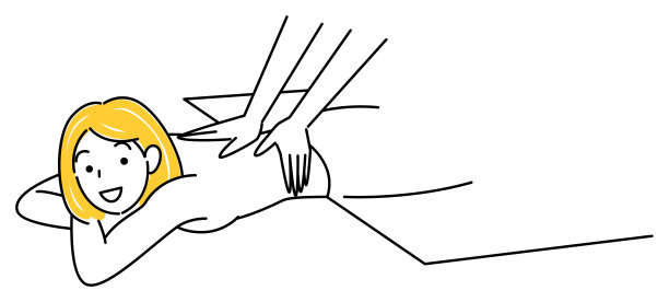 可爱的女士趴在地上按摩。简单说明向量图片下载