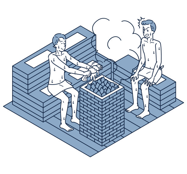 一个不守规矩的男人和一个把擦过汗的毛巾放在石头上的愤怒男人的等角图图片下载