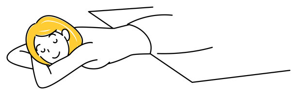 可爱的女士躺在她的腹部接受按摩。简单说明向量图片下载