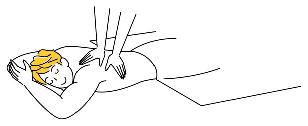 可爱的家伙趴在地上按摩。简单说明向量图片下载