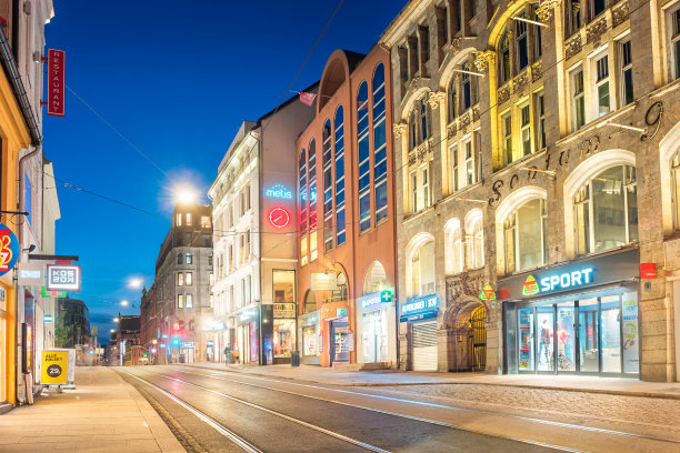 奥斯陆老城挪威格伦森购物街图片下载