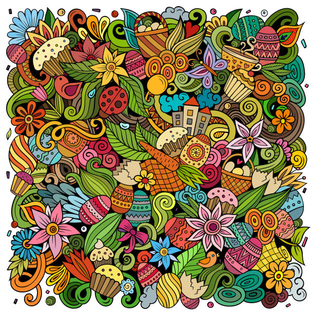 复活节矢量涂鸦插图。图片下载