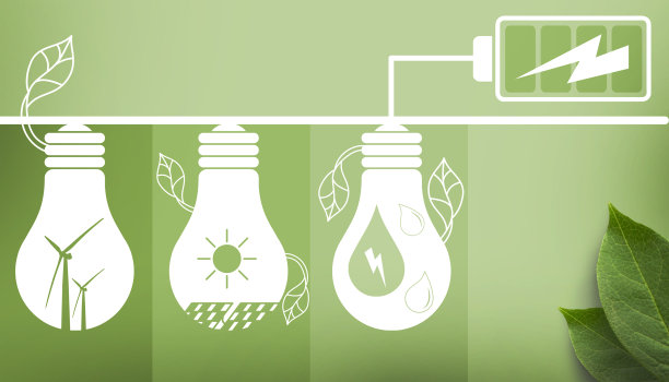 抽象的背景。绿色旗帜上的可再生能源概念和风能、太阳能、水电地球日。保护、离开、保存、生态、网站-3d渲染图片下载