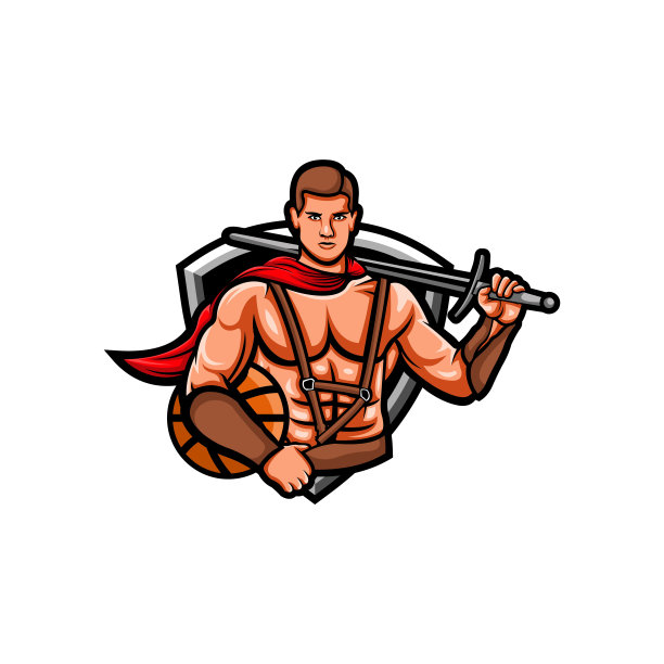 角斗士篮球徽章矢量设计图片下载