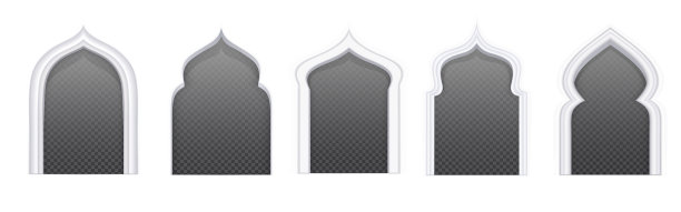 阿拉伯拱门窗户，伊斯兰建筑图片下载