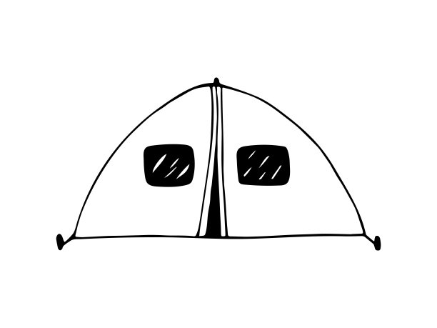 手绘涂鸦帐篷。向量的剪纸艺术。图片下载