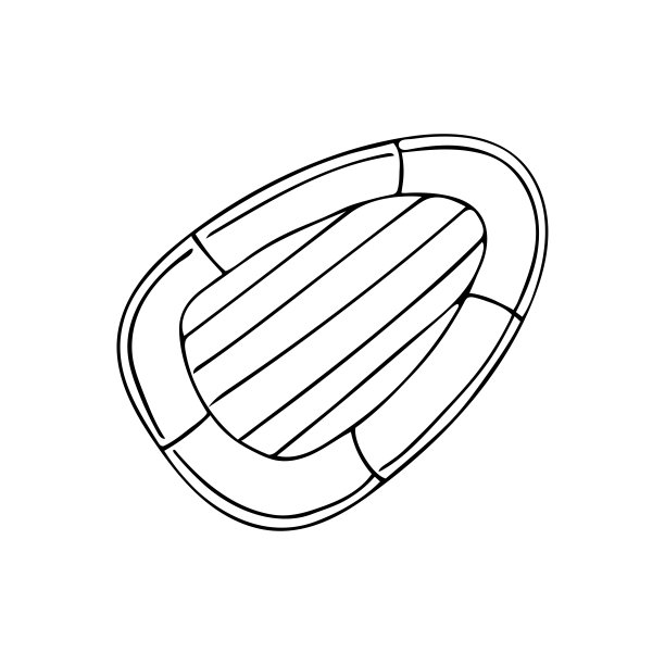 手绘涂鸦橡皮艇。矢量黑白充气船。大纲。图片下载