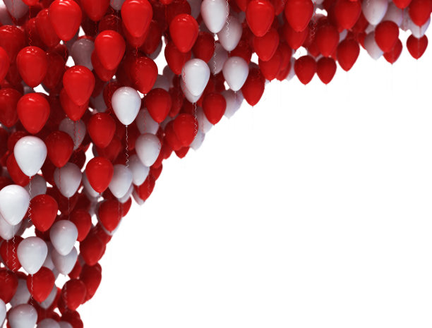 红色和白色气球与复制空间图片下载