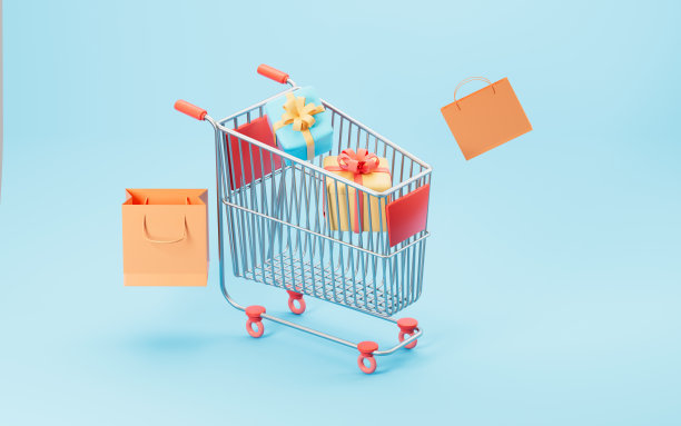 购物车里满是礼物和礼物，3d渲染。图片下载