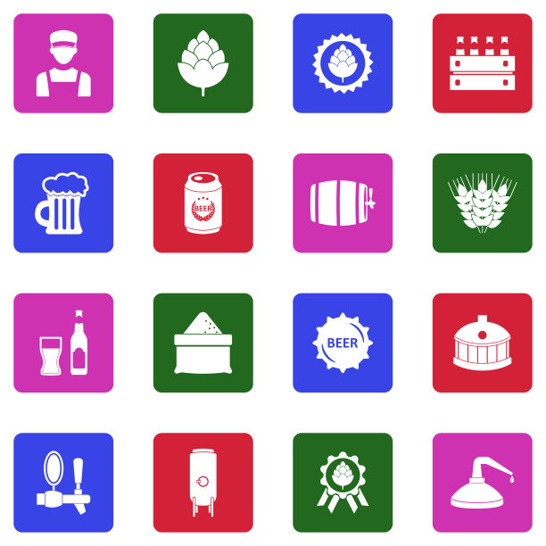 精酿啤酒图标。广场上的白色平面设计。矢量插图。图片下载
