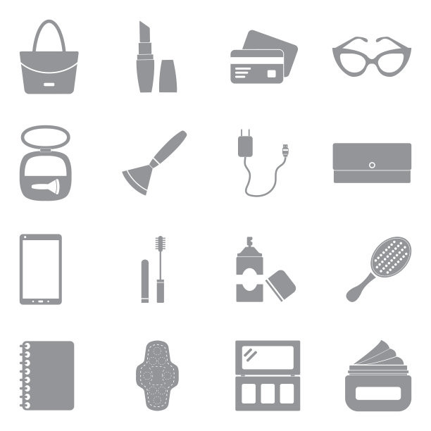 女人的钱包图标。灰色的平面设计。矢量插图。图片下载