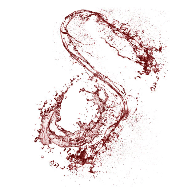 一团旋转的红色液体。白色背景上的水花漩涡。溅出的酒或血图片下载