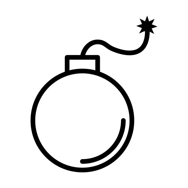 炸弹图标从军队和战争收集。薄线性炸弹，破坏，爆炸轮廓图标孤立在白色背景。线矢量炸弹标志，网络和移动的符号。图片下载