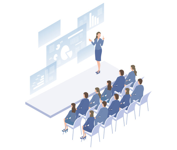 正在工作的成年人使用屏幕上显示的信息接受培训的等距插图图片下载