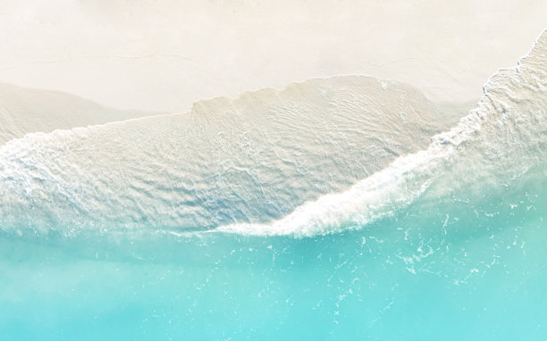 绿松石波浪水背景在热带加勒比海海滩与沙滩背景图片下载