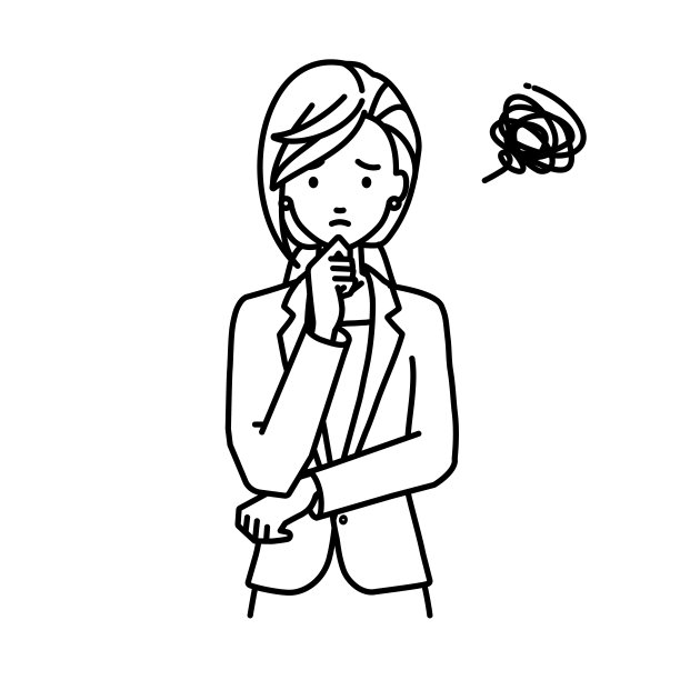 一个穿着职业装的女人，手指放在下巴时站不起来图片下载