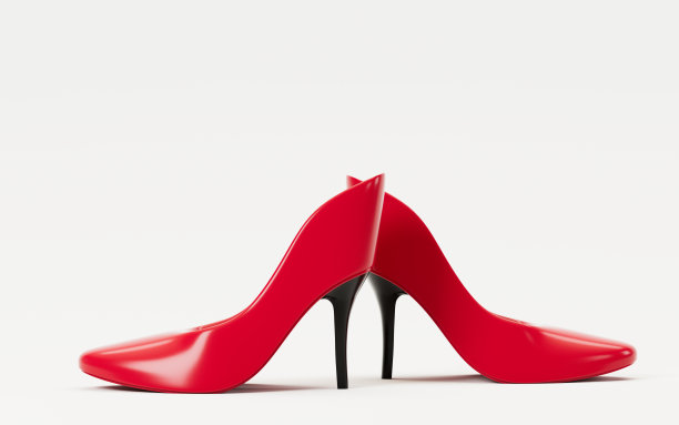 白色背景的红色高跟鞋，3d渲染。图片下载