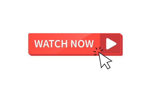 现在观看按钮与光标指针在平面风格的白色背景。孤立的矢量图。平面向量插图图片下载