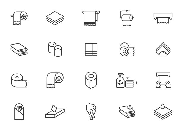 纸巾厕所线图标餐巾手gygiene。毛巾浴室矢量厕所分配器卫生纺织品厕纸图片下载