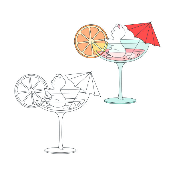 涂色页与可爱的猫图片下载