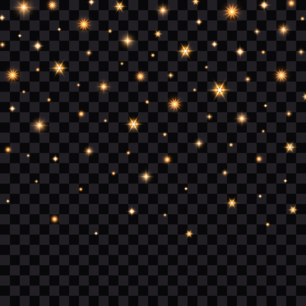 坠落的星星，孤立在透明的背景，矢量插图。图片下载