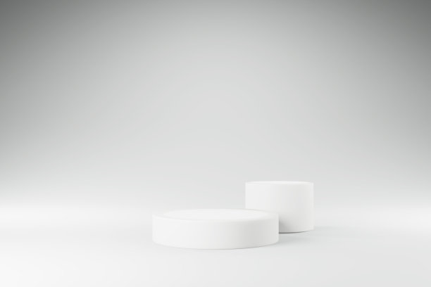 讲台抽象背景白色场景几何，最小的3D渲染，白色背景。图片下载